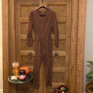 Brown jean jumpsuit